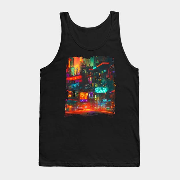 Japan Neon City Lights Tank Top by star trek fanart and more